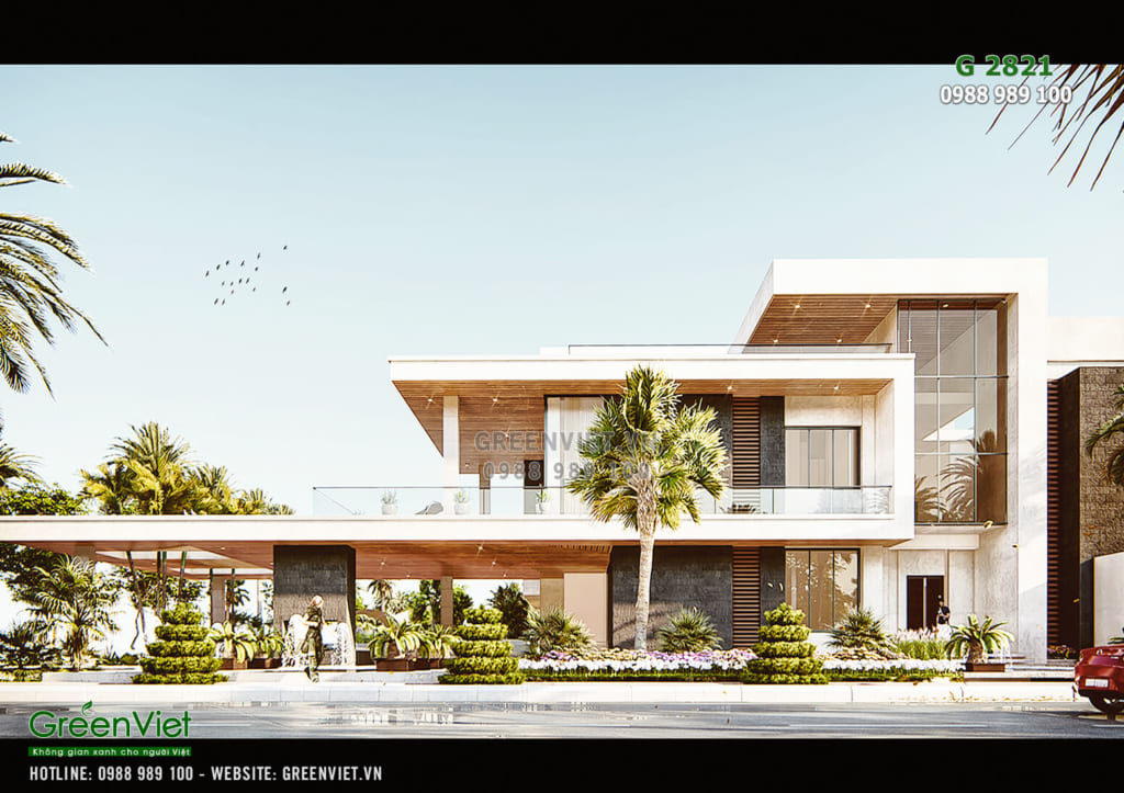 Thiết kế biệt thự villa hiện đại đẹp không gian xanh Greenviet 2821