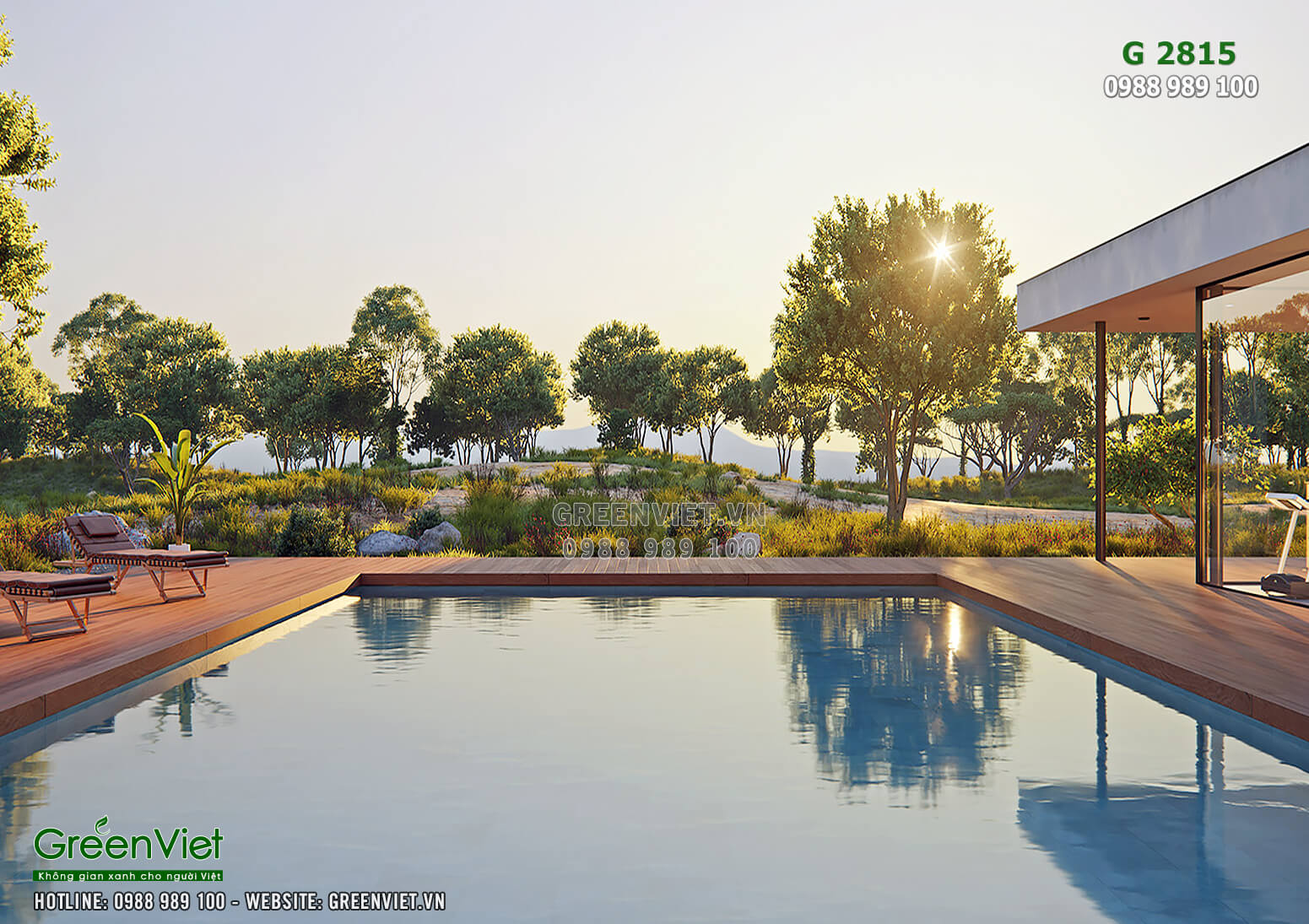 Hình ảnh: Khu vực bể bơi của giải pháp thiết kế villa nghỉ dưỡng Second Home đẹp hiện đại 2 tầng