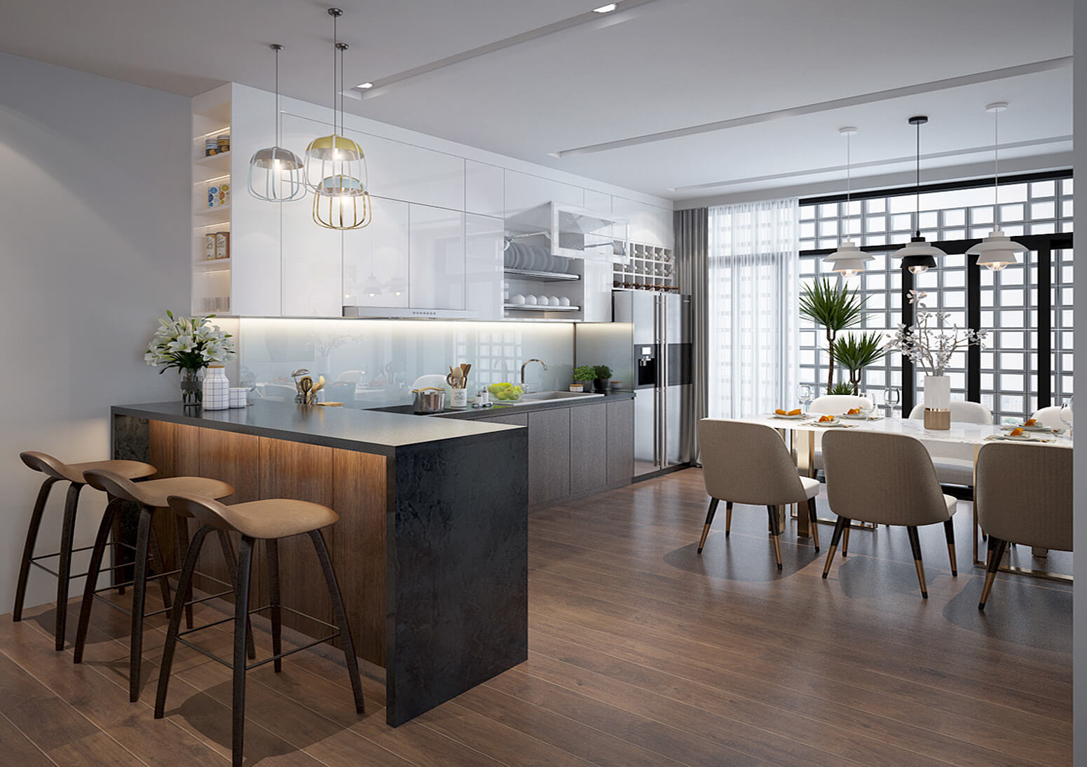 Hình ảnh: Không gian nội thất phòng bếp hiện đại, tiện nghi