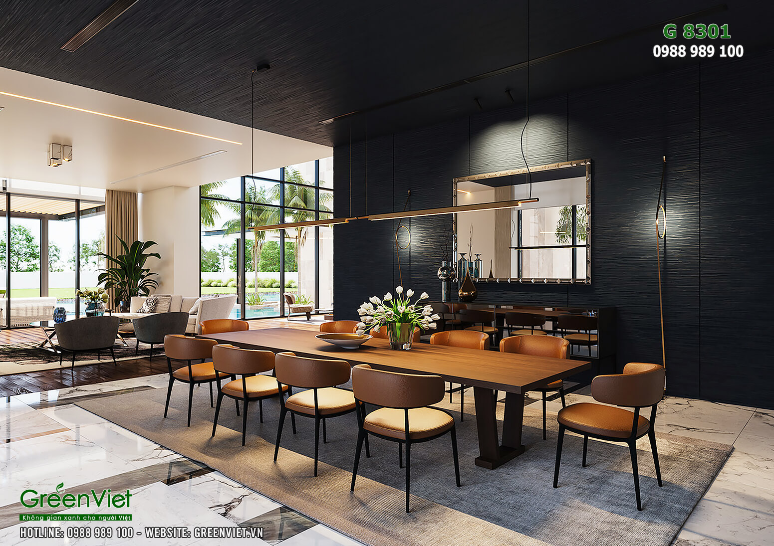 Hình ảnh: Không gian phòng bếp rộng rãi trong nội thất biệt thự hiện đại - G8301