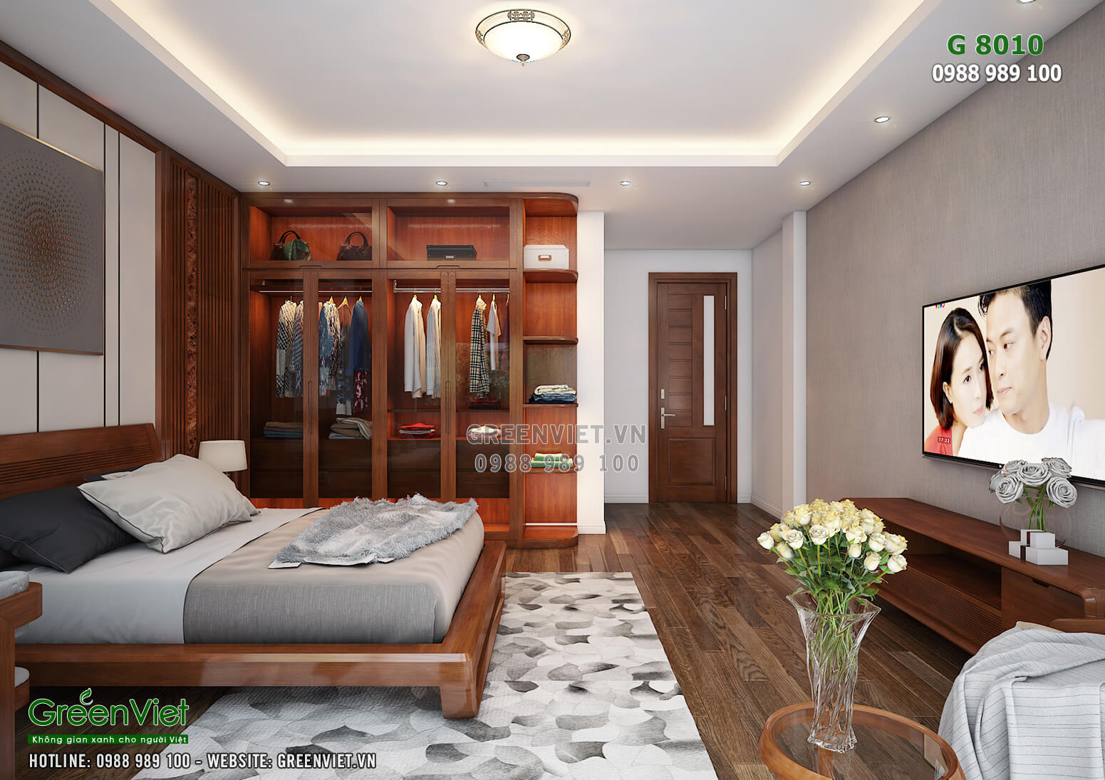 Nội thất phòng ngủ tầng 1 cũng được lát sàn gỗ giữ ấm vào mùa đông và mát mẻ vào mùa hè
